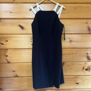 NWT Lauren Ralph Lauren Women's Sleeveless Cocktail Dress Black Lined Midi 14